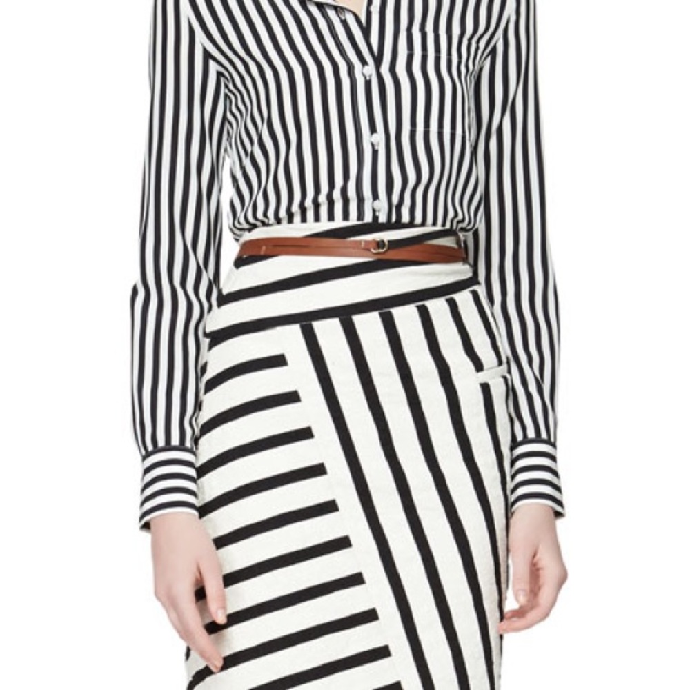 Altuzarra Striped Pencil MIDI Skirt 36 Side Slit
